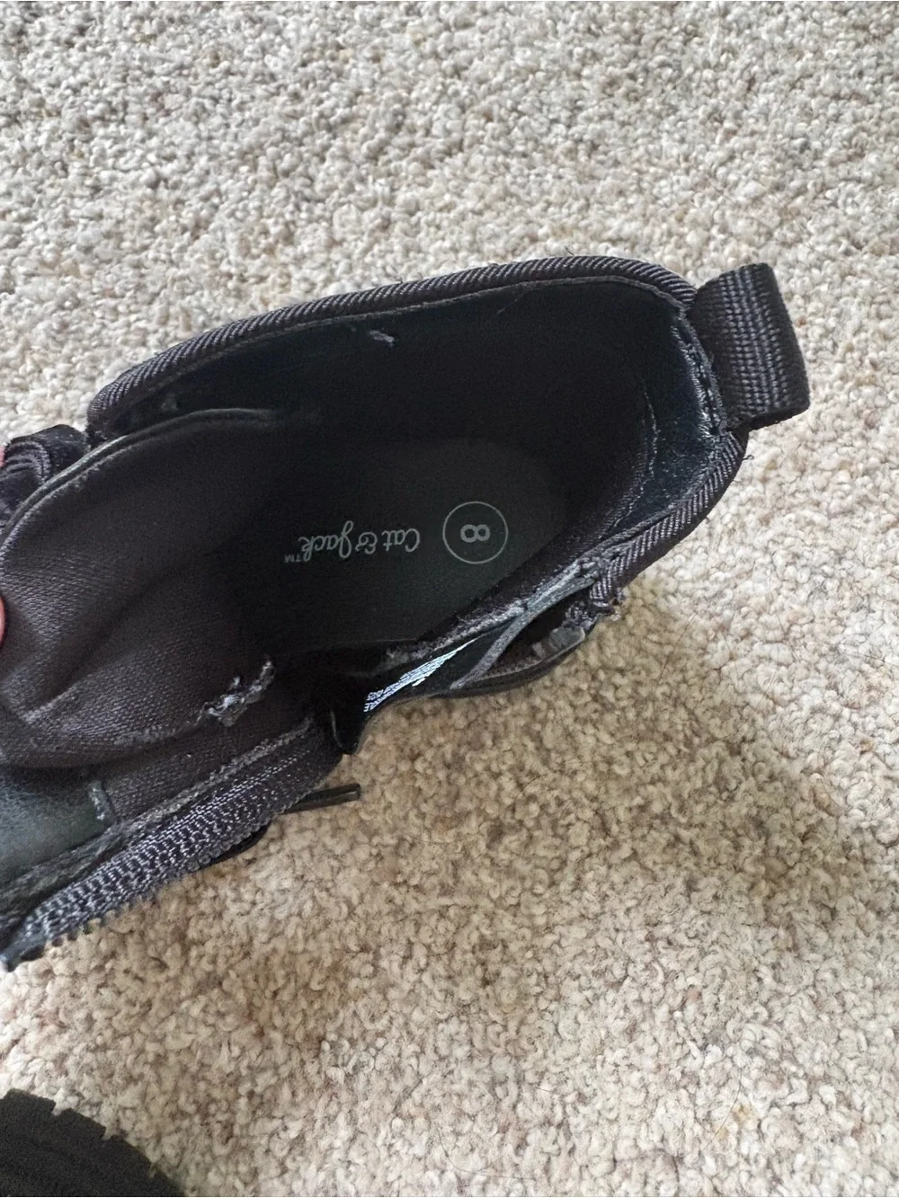 Cat and Jack Toddler Girls black Boots Glitter Zip Up Size 8